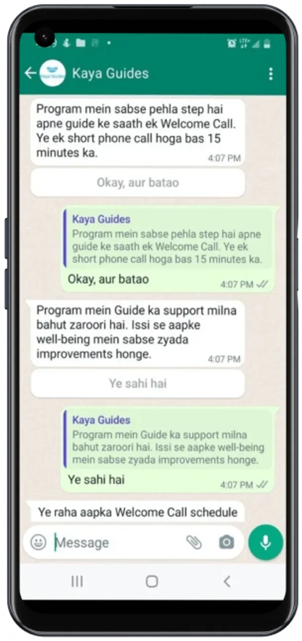 WhatsApp screen showing an incoming call from a guide
